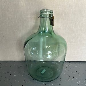 Large green clear vase 100% recycled glass